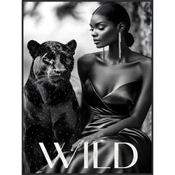 Bild WILD BLACK AND WHITE (BHT 90x120x3,60 cm) - schwarz - BHT 90x120x3,60 cm
