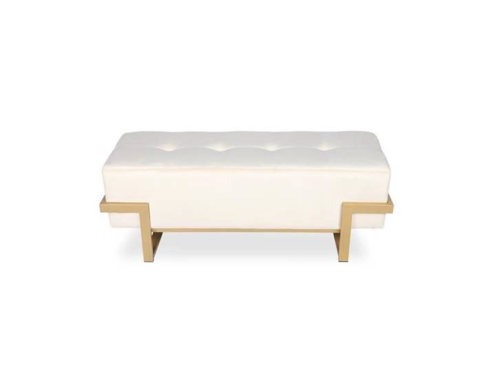 Banquette Selena Velours beige pieds or