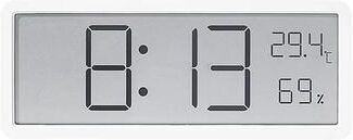 Perfect Picks Market LED Wall Clock Digital Wall Clock With Temperature Humidity Display And Alarm white