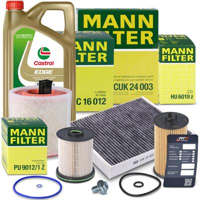 Mann-filter Inspektionspaket Set B + 5l 0W-20 C5 Motoröl [Hersteller-Nr. 40842864] für Opel