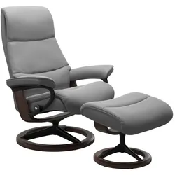 Stressless Sessel mit Hocker View Signature Leder Grau Batick Wild Dove S (Small)