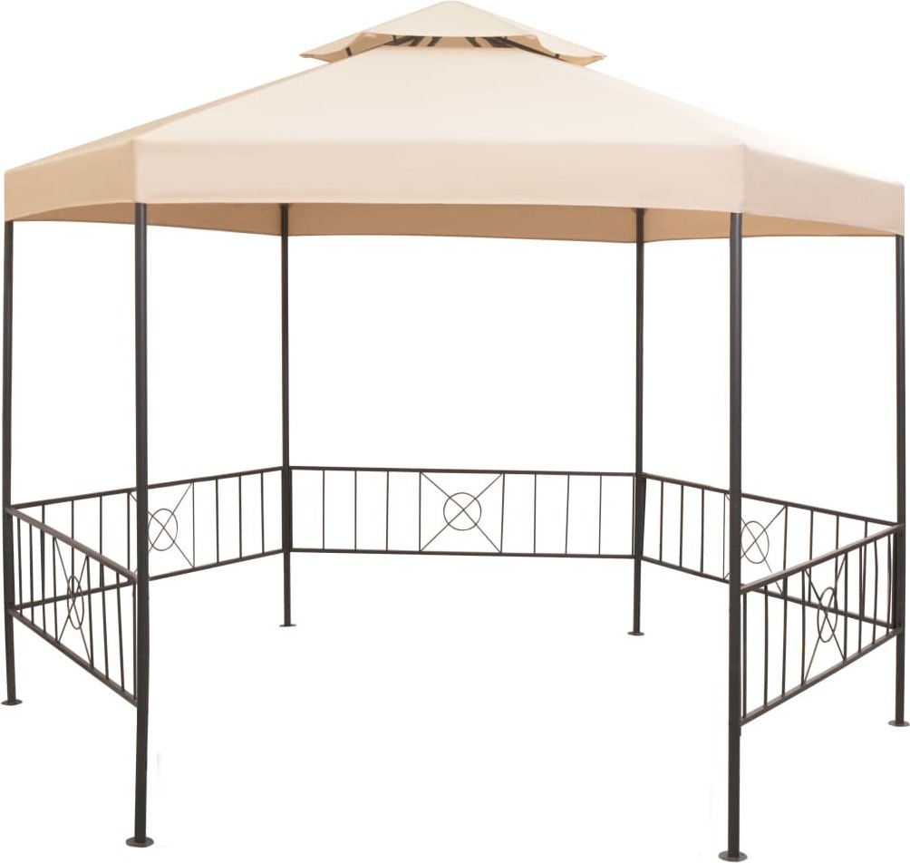 Gartenpavillon Partyzelt Hexagonal Beige 323x265 cm