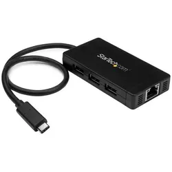 StarTech 3-Port USB-C Hub with Gigabit (USB-C, 3 Ports), Dockingstation + USB Hub, Schwarz