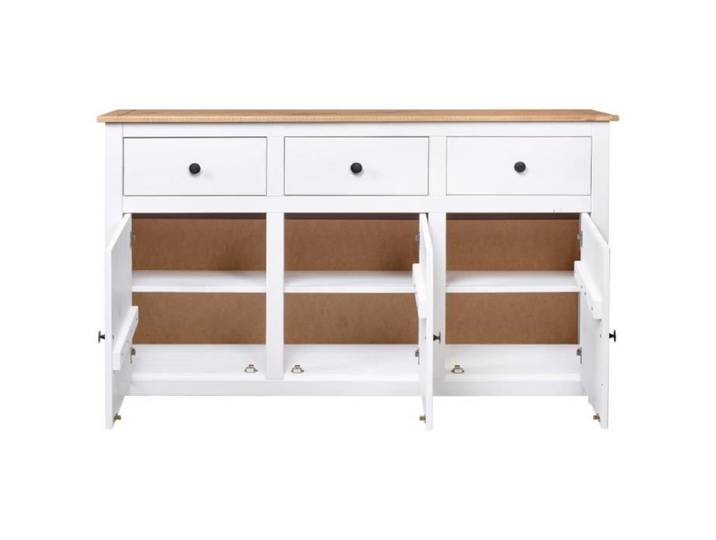 Buffet Blanc 135x40x80 cm Pin solide Gamme Panama Mothinessto LY9871