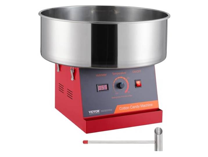 VEVOR Elektrische Zuckerwattemaschine, 1000 W Zuckerwattegeräte, Kommerzielle Zuckerwattemaschine mit Edelstahlschüssel & Zuckerlöffel, Perfekt für Kindergeburtstage zu Hause, Familienfeiern (Rot)