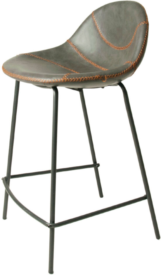 Daily Sales Stitches Yes Faux Leather Bar Stool Grey 84cm H X 46cm W X 42cm D