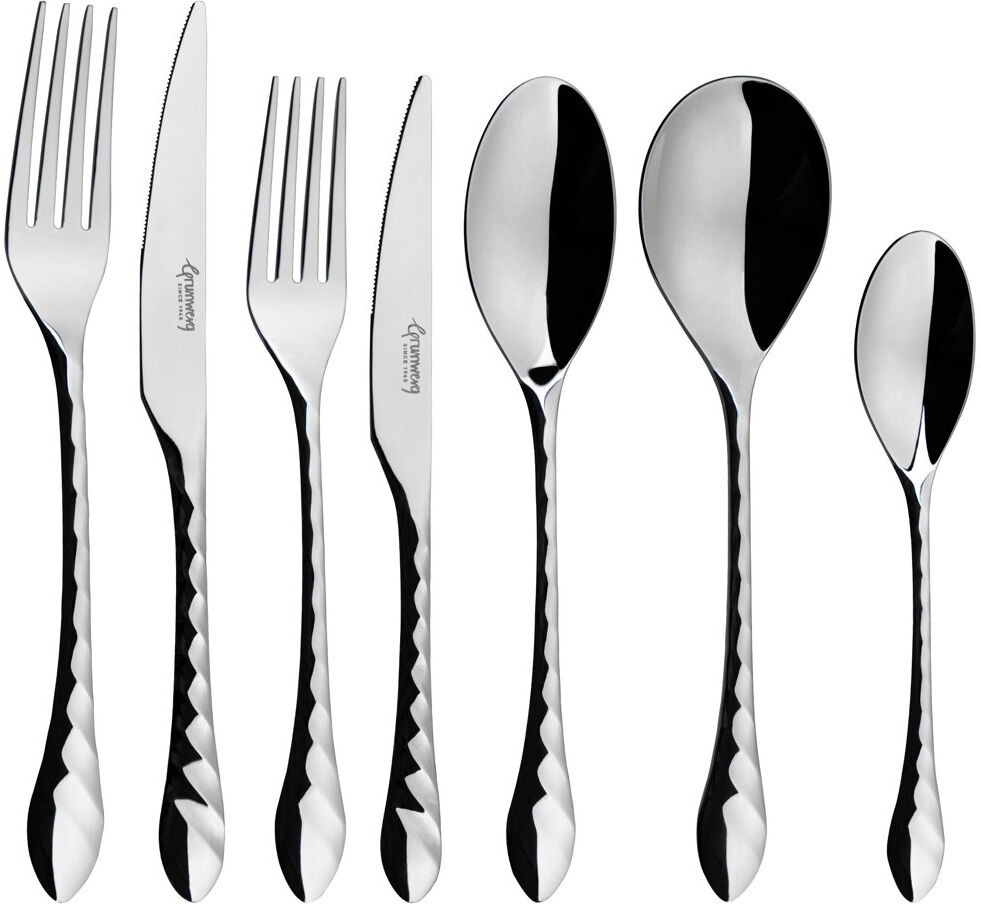 Grunwerg Rivers Collection 84 Piece Stainless Steel Cutlery Set , Service for 12, Whitting Silver 84