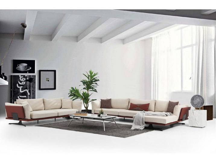 Xlmoebel Polstergarnitur Beige L-Form Sofa aus modernem Stoff mit eleganter Ästhetik, (3-tlg., 3-Sitzer + L-form), Hergestellt in Europa