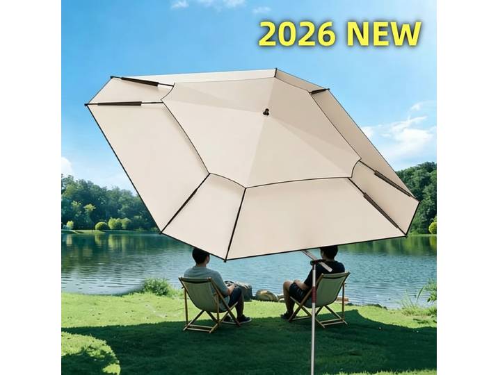 Nouveau Parasol de Pêche 2.0-2.6M, Parapluie Octogonal Innovant, Parapluie Portable pour Camping et Pêche en Plein Air, Grand Parapluie de Plage