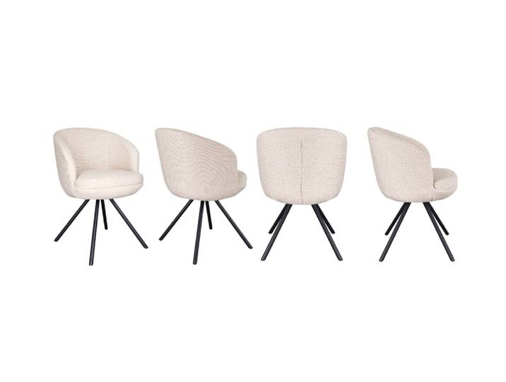 Lot de 4 fauteuils rembourrés couleur beige