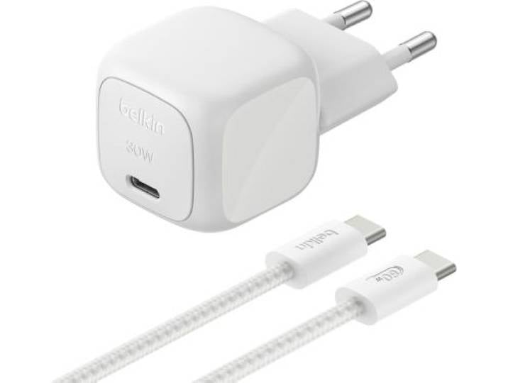 Belkin - Chargeur Usb-C 30w + Cable Usb-C 2m Argenté