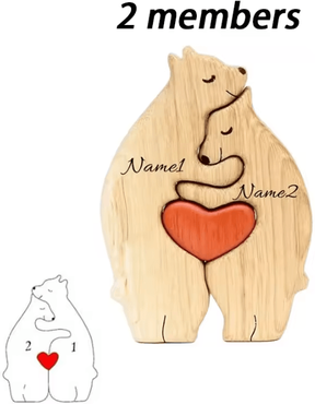 Inspire Curations Personalized Wooden Bear Family Puzzle Custom Bear Family Puzzle Personalized Family Name Decor For Home 2 Members no Customization