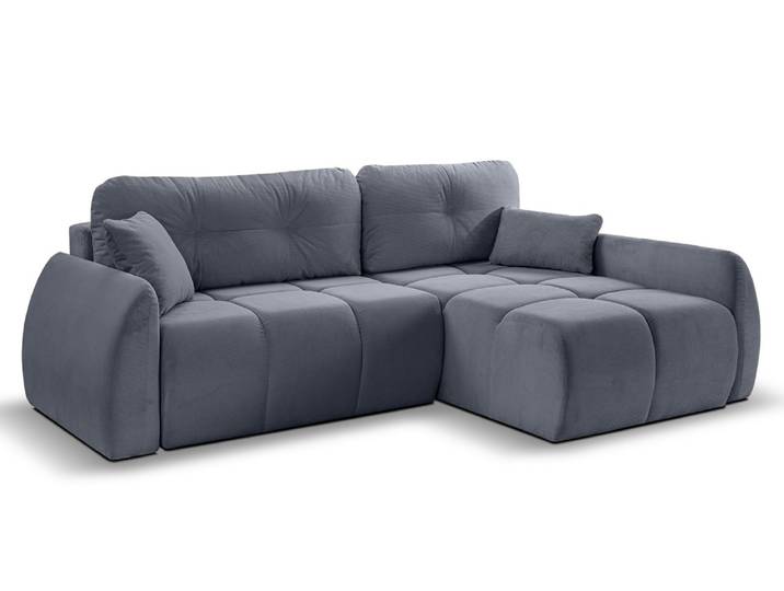 Long Eckschlafsofa Sancho rechts , 255cm , Cord , blau-grau