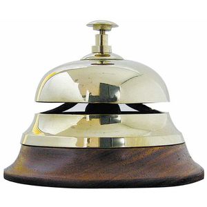 SEA-CLUB Tischglocke Tresenglocke, 7040, gold, 10,5 x 13 cm (HxØ), aus Messing mit Holzsockel