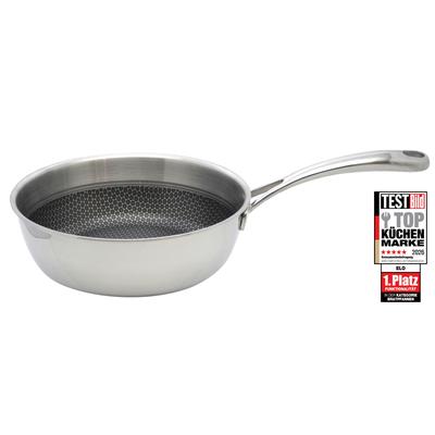 Sauteuse ELO PREMIUM "Relief Evolution Sauteuse", silber (edelstahl), B:21,5cm H:8,5cm L:40,5cm Ø:20cm, Töpfe, durchgehender Aluminium-Kern, außen magnetischer Edelstahl