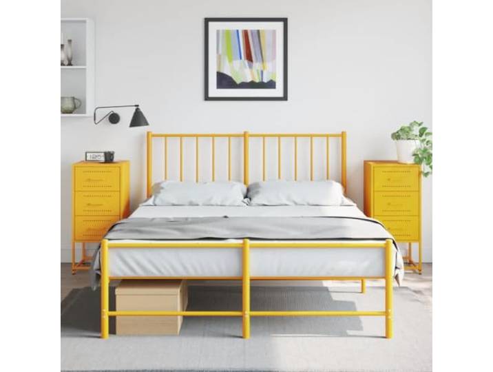 HEFZGDB Industrieller Nachttisch 2 STK. Senfgelb 36x39x78 cm Stahl Schubladenschrank mit Wandhalterung, robuster Stahl Beistelltisch multifunktional für Wohnzimmer und Büro, viel