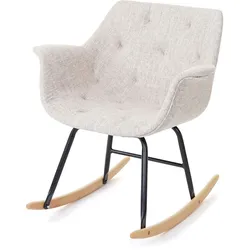 Schaukelstuhl Vaasa T820, Schwingsessel Relaxsessel ~ Textil, creme/grau