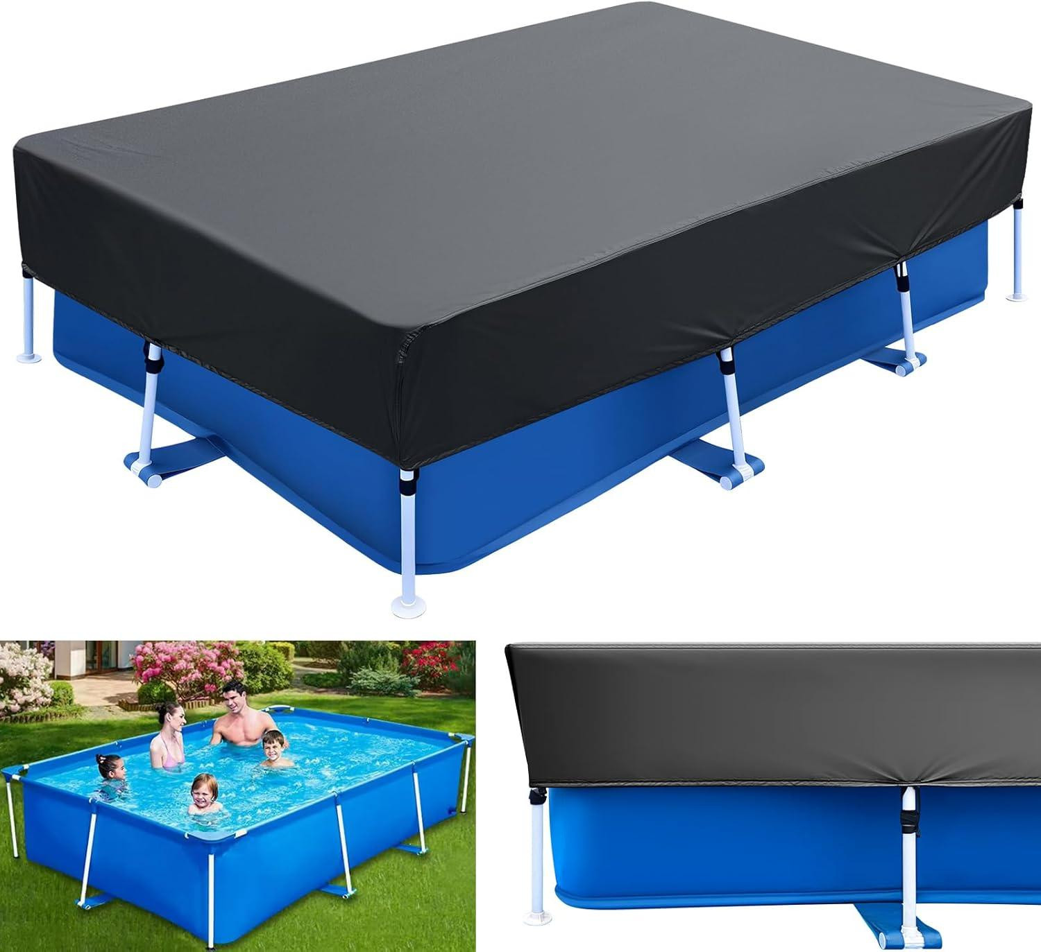 Merkloze rechthoekige zwembadafdekking met UV-bescherming, 220 x 150 cm