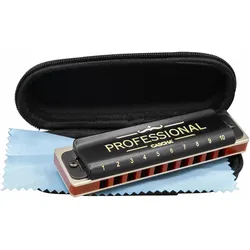Hage Professional Blues Harmonica in A (incl. case and cleaning cloth) (Mundharmonika), Blasinstrumente, Schwarz
