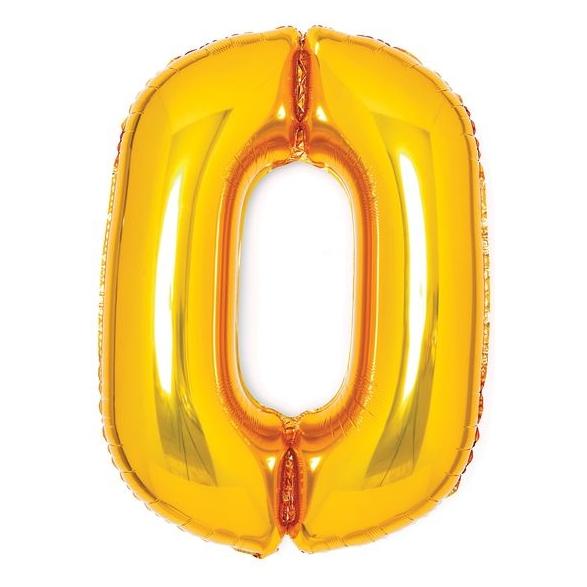 Amscan Folienballon gold, 66cm, Nummer 0 (1x) (9913205)