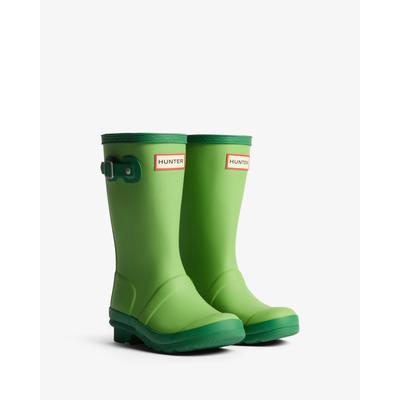 Gummistiefel HUNTER "JUNIOR ORIGINALS BOOT", Mädchen, Gr. 35, grün, Synthetik, Schuhe Gummistiefel, wasserdicht, mit reflektierenden Details