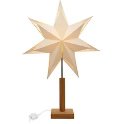 HELLUM LED-Papierstern m. Holzfuß doppellagig 578737