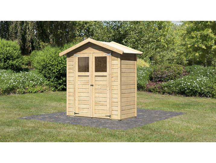 Gartenhaus KARIBU Doris 0 , beige (naturbelassen), ohne Fußboden, Holzwerkstoff, Gartenhäuser, Gartenhaus, naturbelassen