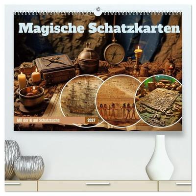 Magische Schatzkarten (hochwertiger Premium Wandkalender 2027 DIN A2 quer), Kunstdruck in Hochglanz