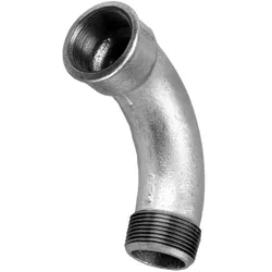 Hermann Schmidt Temperguss Bogen 1 1/4", 90Grad Innengewinde/Aussengewinde, lang, verzinkt
