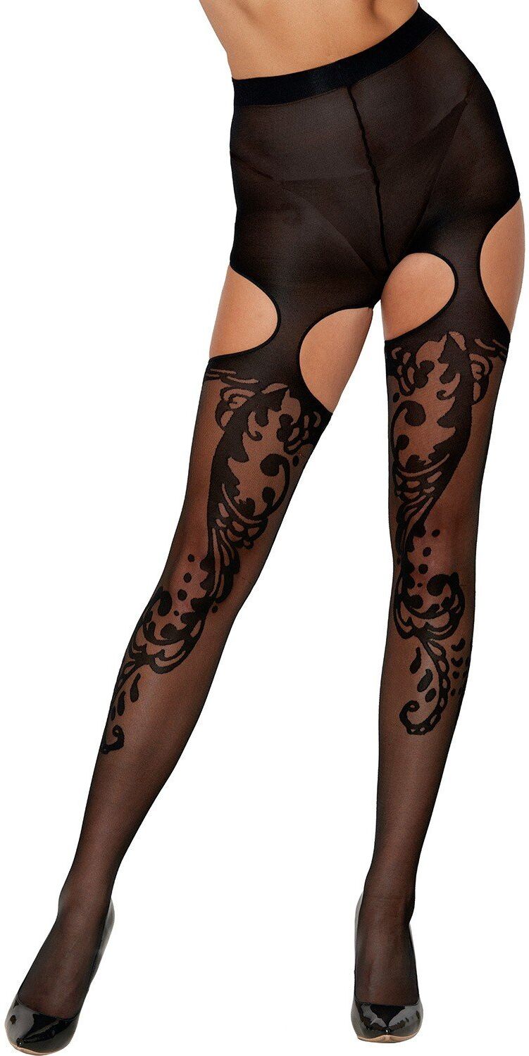 Dreamgirl Collant fantaisie échancré sur le haut des cuisses - DG0438BLK