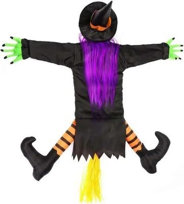 Inspired Finds Crashing Witch Halloween Outdoor Decoration Flying Witch Tree Prop purple Crashing Witch