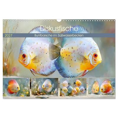 Diskusfische. Buntbarsche im Süßwasserbecken (Wandkalender 2027 DIN A3 quer), CALVENDO Monatskalender