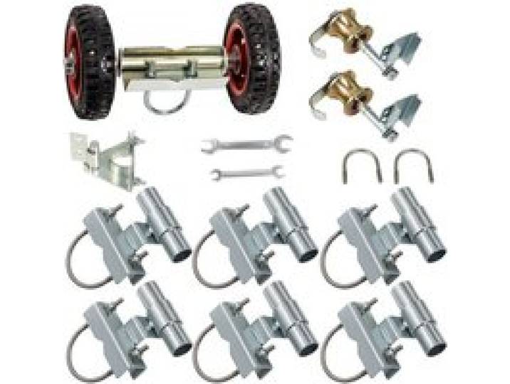 VEVOR Kit Rail Porte Coulissante Acier Inoxydable Quincaillerie Clôture Portail Acier Galvanisé avec Porte-Roues Double 6 Supports Universels Rails 2 Galets Roulement 1 Verrou 2 Supports Roue Arrière