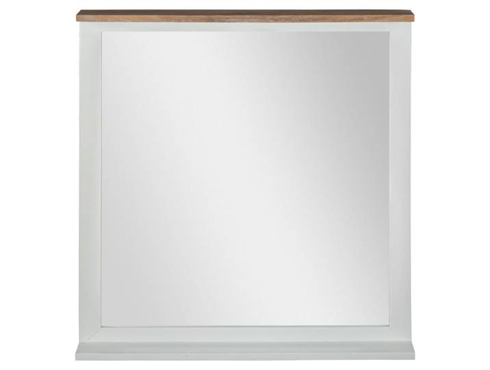 Womo-Design Wandspiegel 80x76cm rechteckig Natur/Weiß mit Holzrahmen Landhaus-Stil, Naturfarben, Mangoholz, Rechteckig, 12x76x80 cm, Spiegel, Wandspiegel