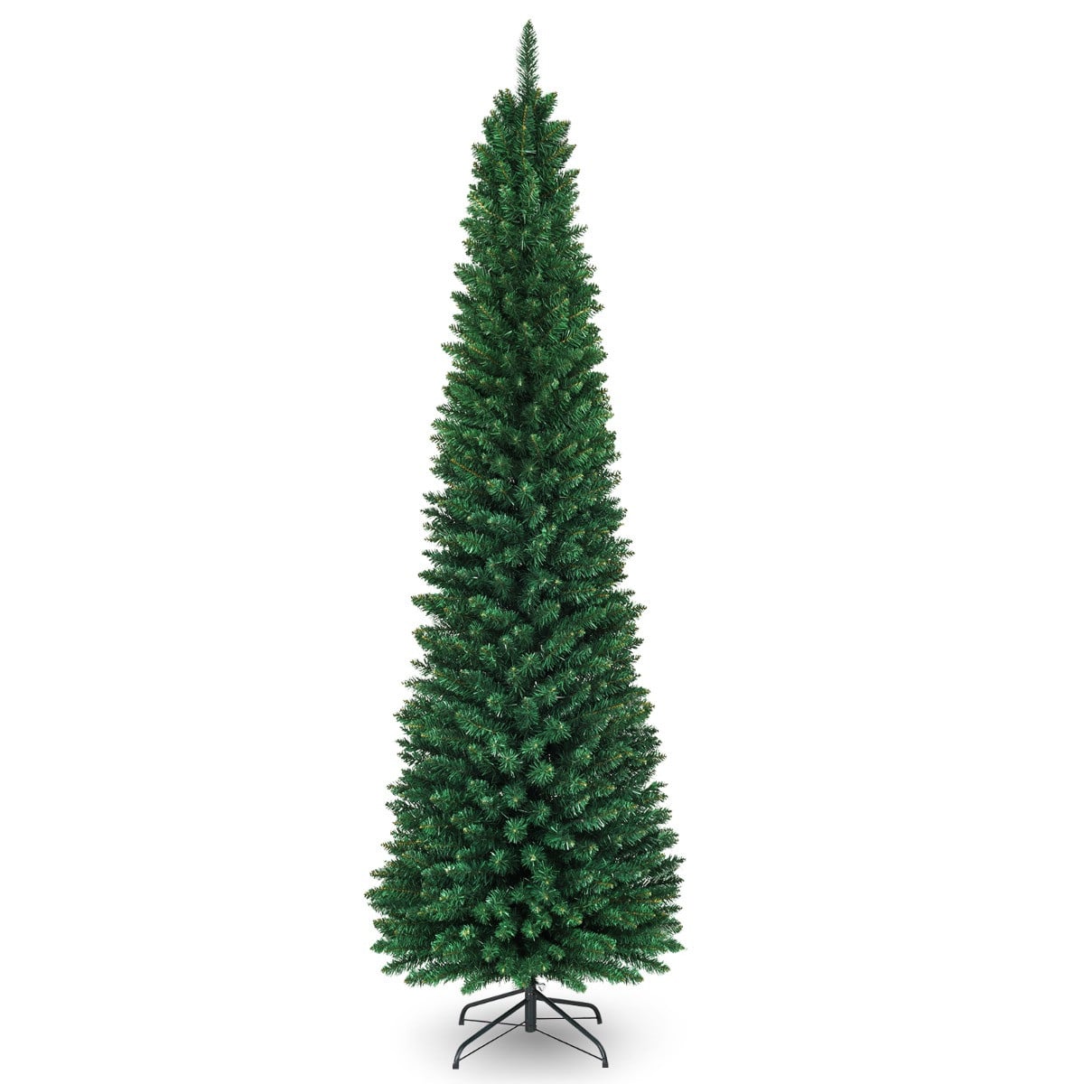 Costway Kunstmatige Kerstboom met PVC-naalden in potloomvorm, Groen, 240 cm