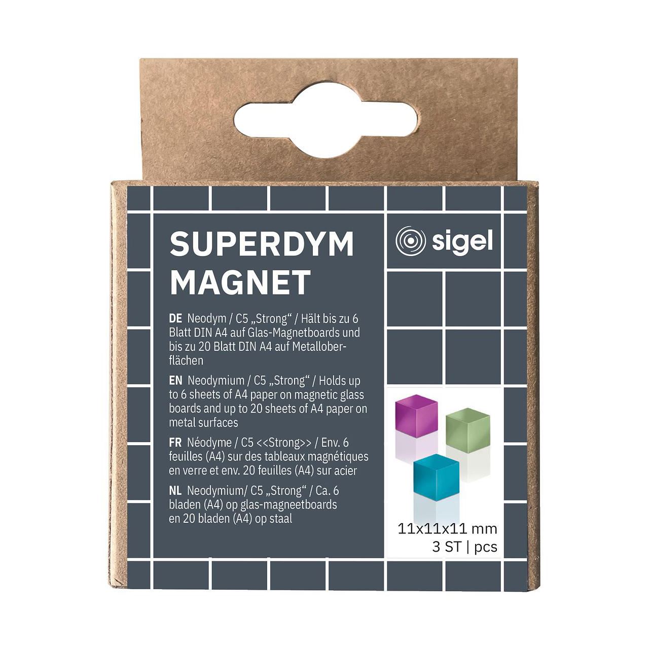 SIGEL 3 C5 "Strong" Magnete farbsortiert 1,1 x 1,1 x 1,1 cm