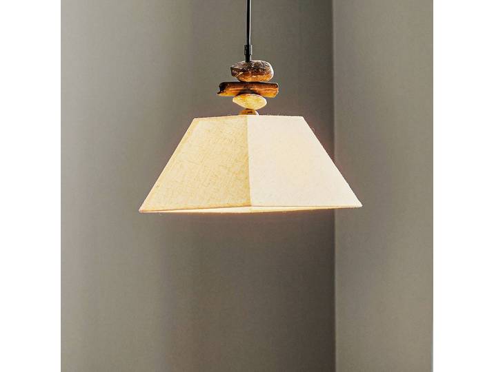 Hängelampe Seregon ONLI, dimmbar, creme / amber, für Wohn- / Esszimmer, Textil / Stoff / Seide, Landhaus / Rustikal, Pendelleuchte