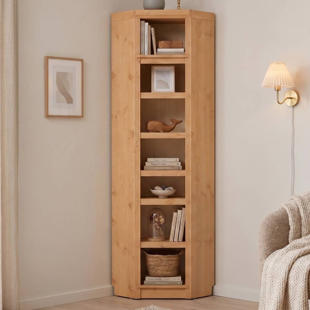 Pharao24.de Wohnzimmer Regal Kiefer Regal 220 cm hoch im Landhausstil