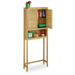 Relaxdays Waschmaschinenschrank LAMELL Bambus Hellbraun,Silber