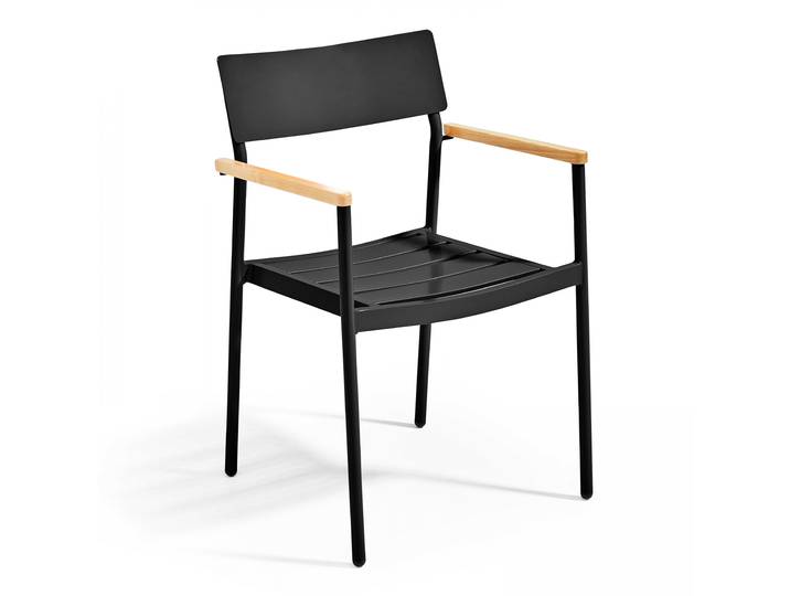 Oviala - Chaise de jardin en aluminium et bois avec accoudoirs