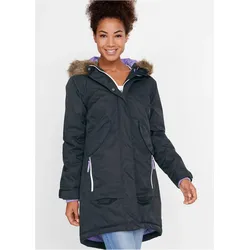 bonprix Wasserdichter Funktionsmantel, schwarz, Gr.40, Funktionale Thermo-Regenjacke aus wind- und wasserfestem Material mit verschließbaren Taschen