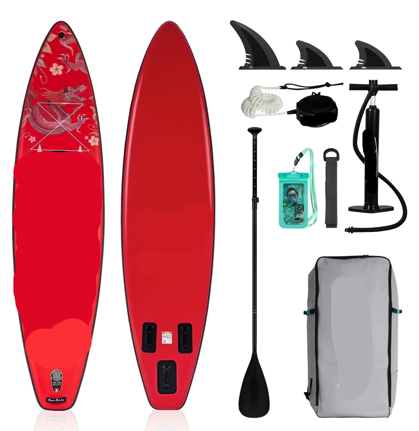 SUP-Board - Aufblasbares Stand-Up-Paddle-Board - 350x84x15 cm - Max. 165 kg - Inklusive Sattel und Zubehör - Rot