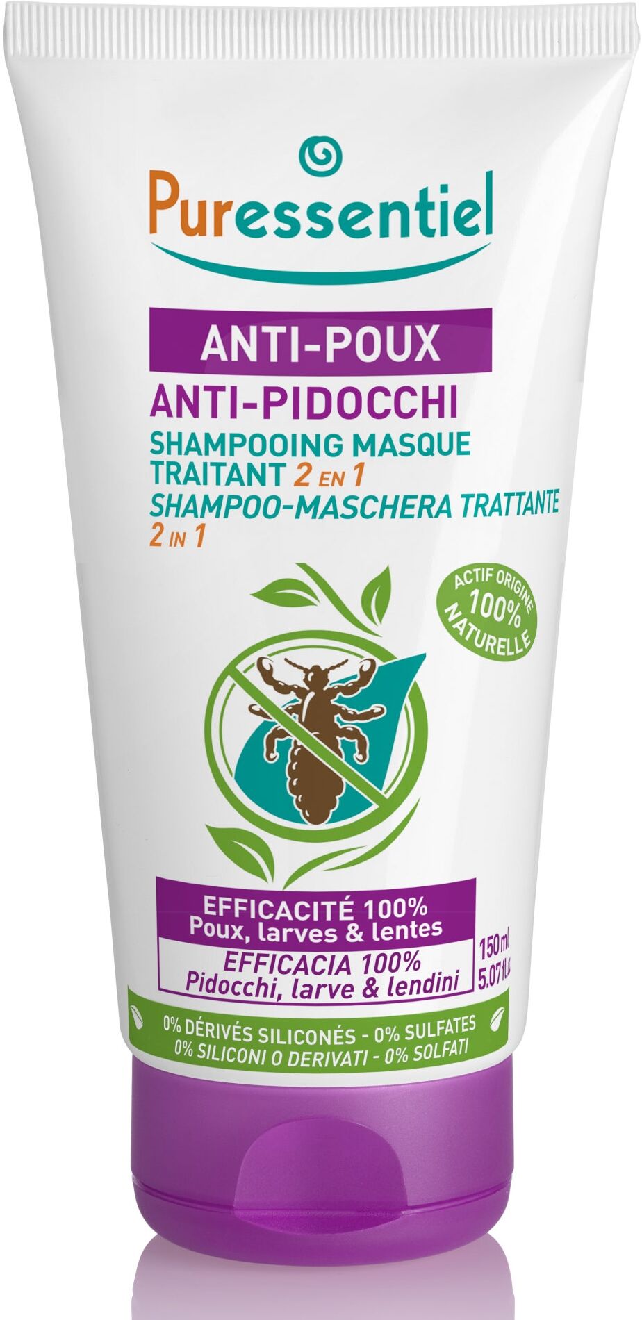 PURESSENTIEL Anti Pidocchi - Shampoo Maschera Trattante + Pettine 150 Ml 