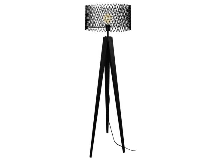 Lampadaire bois noir abat-jour métal noir
