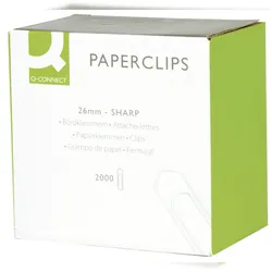 Q-Connect® KF27002 Büroklammern - 26 mm glatt, verzinkt, 1000 Stück