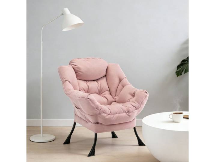 Fauteuil Relax avec Oreiller-MENGDA-Fauteuil moelleux- Fauteuil de loisirs-avec cadre en acier et tissu velours-Charger 150 KG
