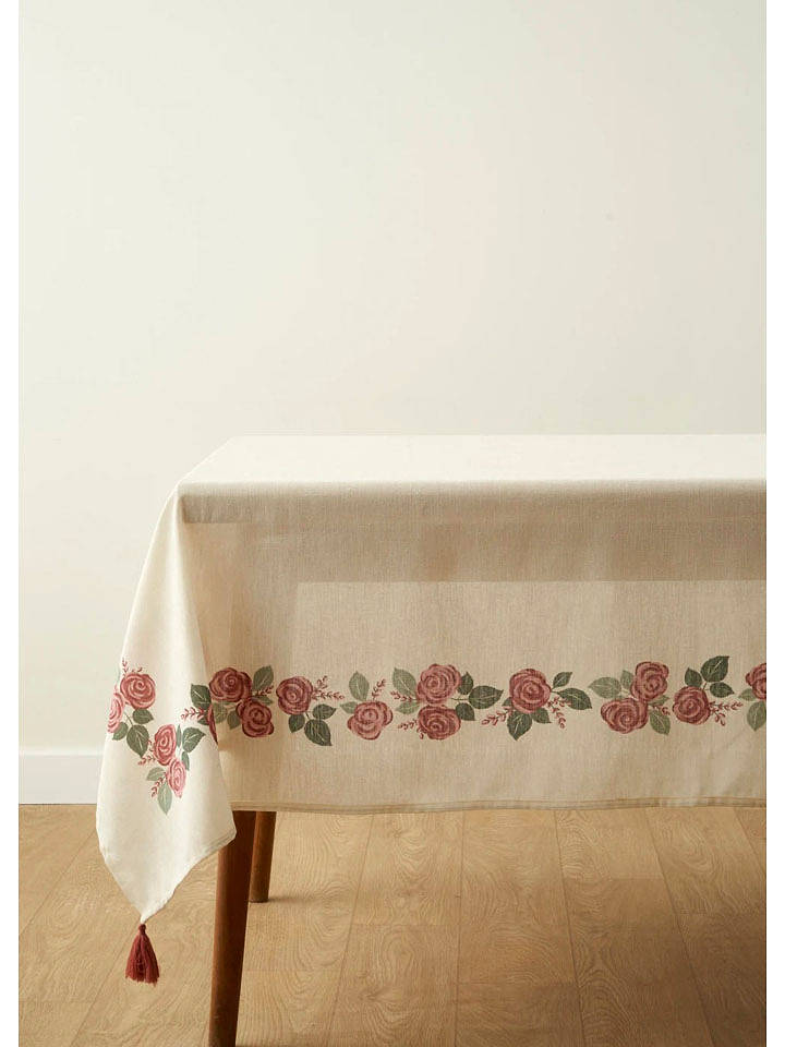 BELLA MAISON Tischdecke "Rose" in Creme/ Pink - (L)250 x (B)150 cm - onesize