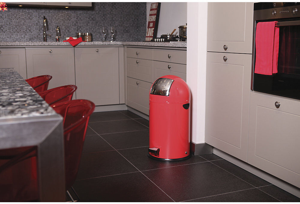 Push-Mülleimer mit Pedal, Volumen 33 l, HxØ 700 x 350 mm, rot EKO