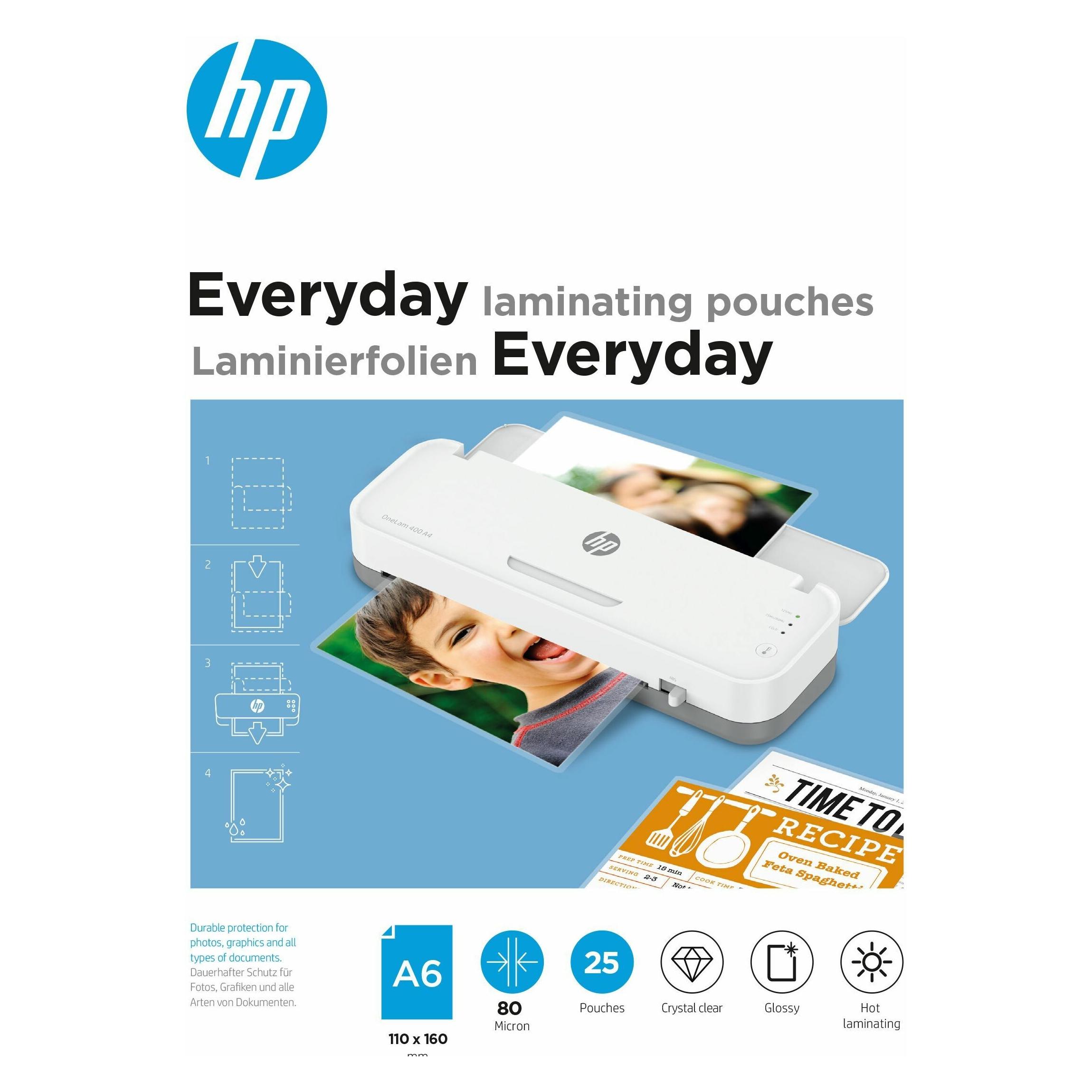 HP Laminierfolie Everyday A6, 80 µm, 25 Stück, Glänzend (A6, 25 Stk., 80 µm) (9156)