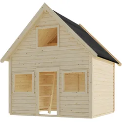 Karibu Kinderspielhaus Kalle mit 2 Etagen - 19 mm naturbelassen